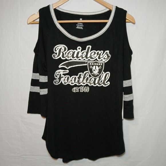 Raiders Football NFL Teens XL‎ Cold Shoulder Top NWT! - Picture 1 of 7